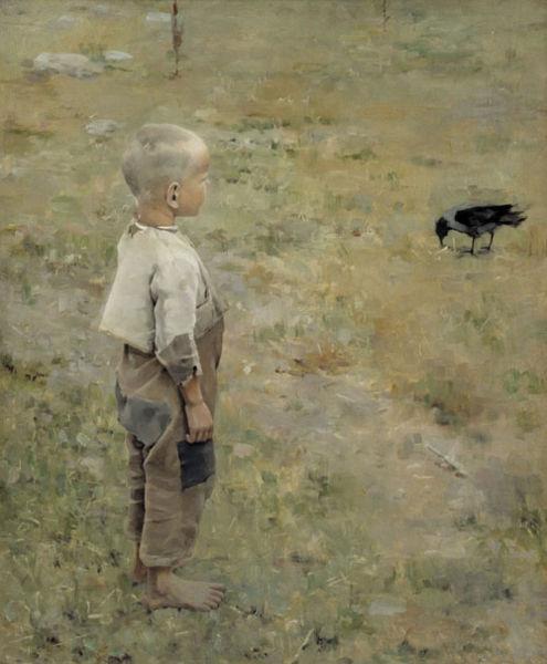 Akseli Gallen-Kallela Boy with a Crow oil painting picture